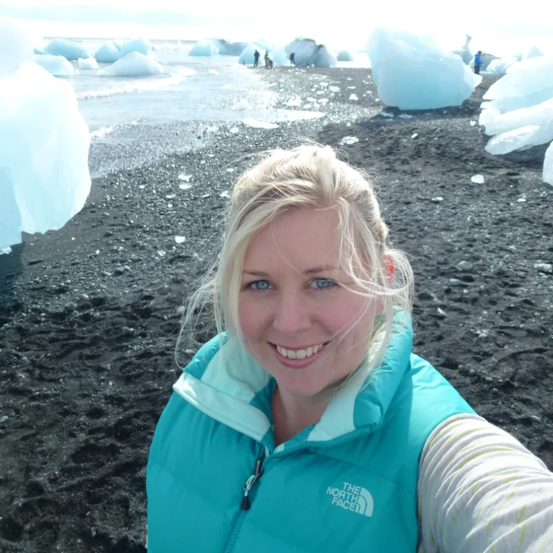Fiona selfie Iceland iceberg beach